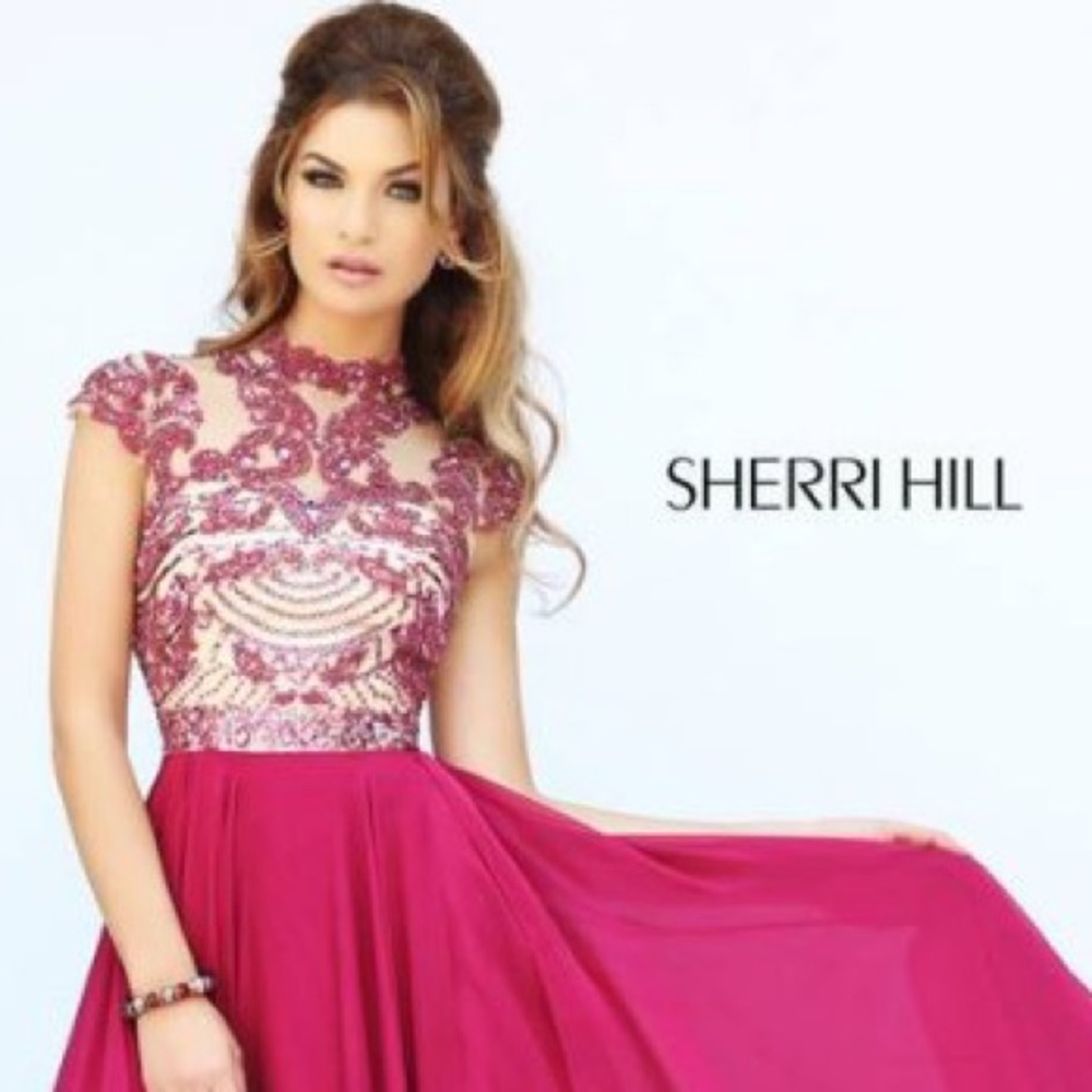 Sherri Hill #1938 RUBY Short Sleeve Sequined Dress